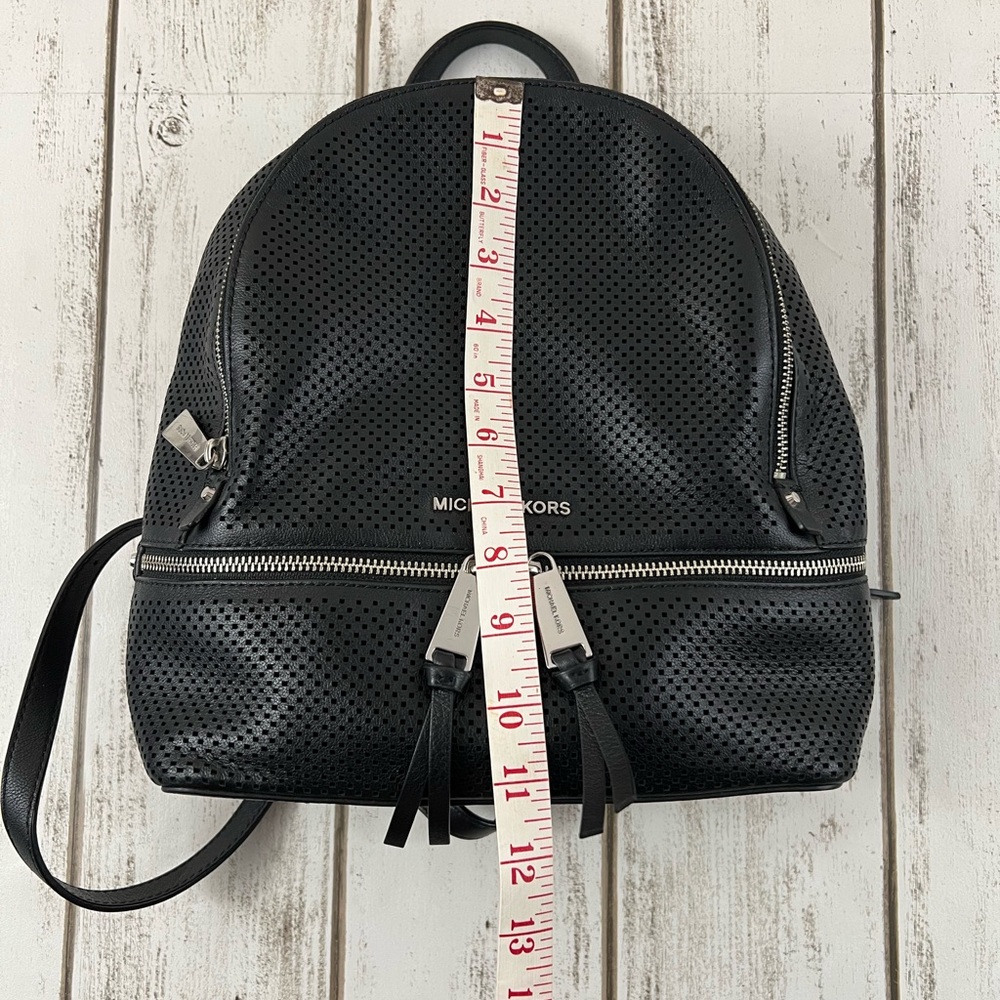 Michael Kors Black Leather Medium Backpack - Picture 10 of 11